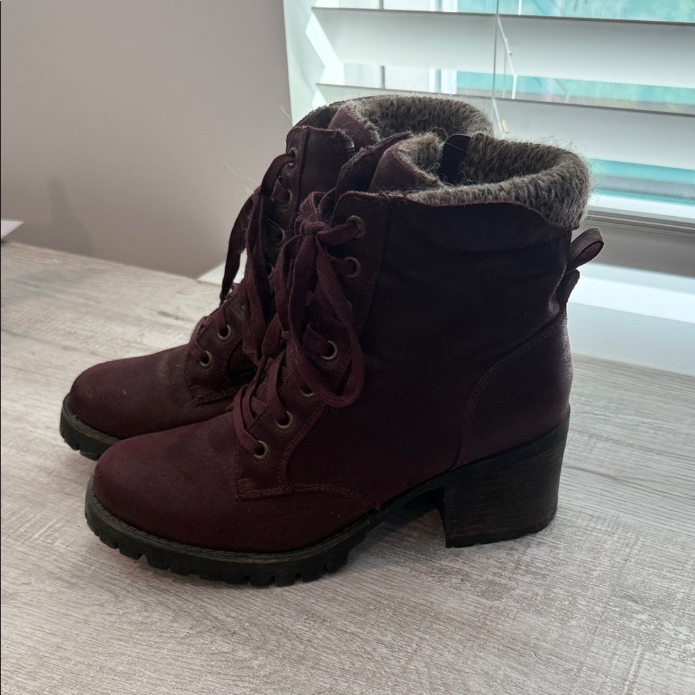 Carlos by Carlos Santana Dark Red Lace-Up Boots